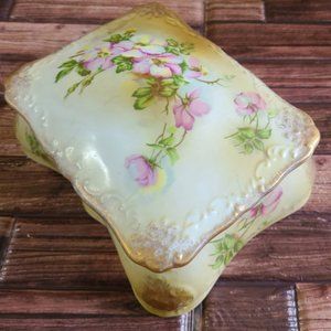 Vintage Jewelry Box, Porcelain Trinket Box for Dresser or Vanity